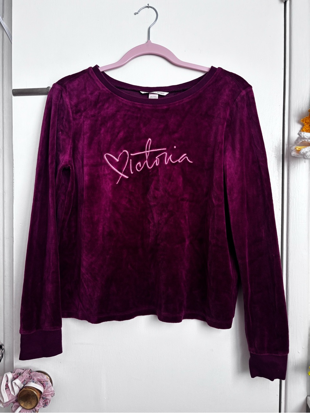 Victoria's Secret Velvet Long Sleeve Top - Plum